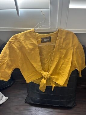 Reformation Sunflower Yellow Tie-Front Crop Top